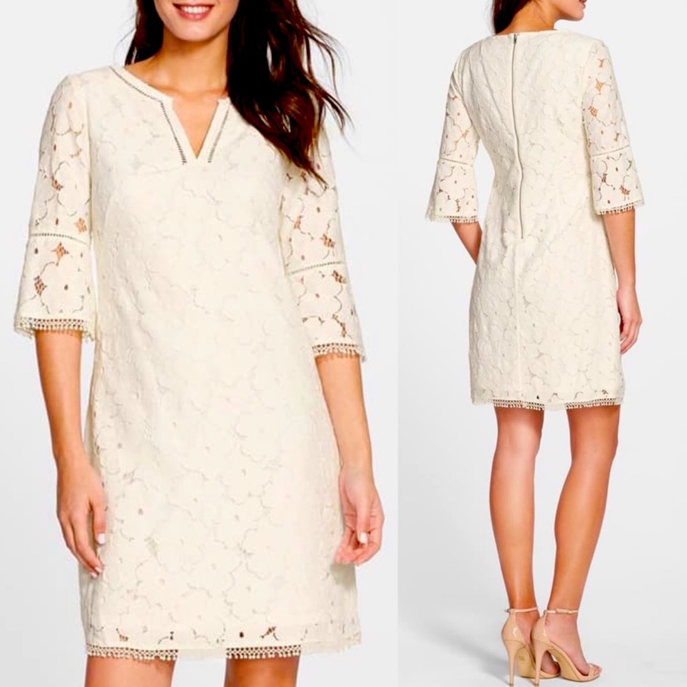Adrianna Papell ivory / cream floral lace dress